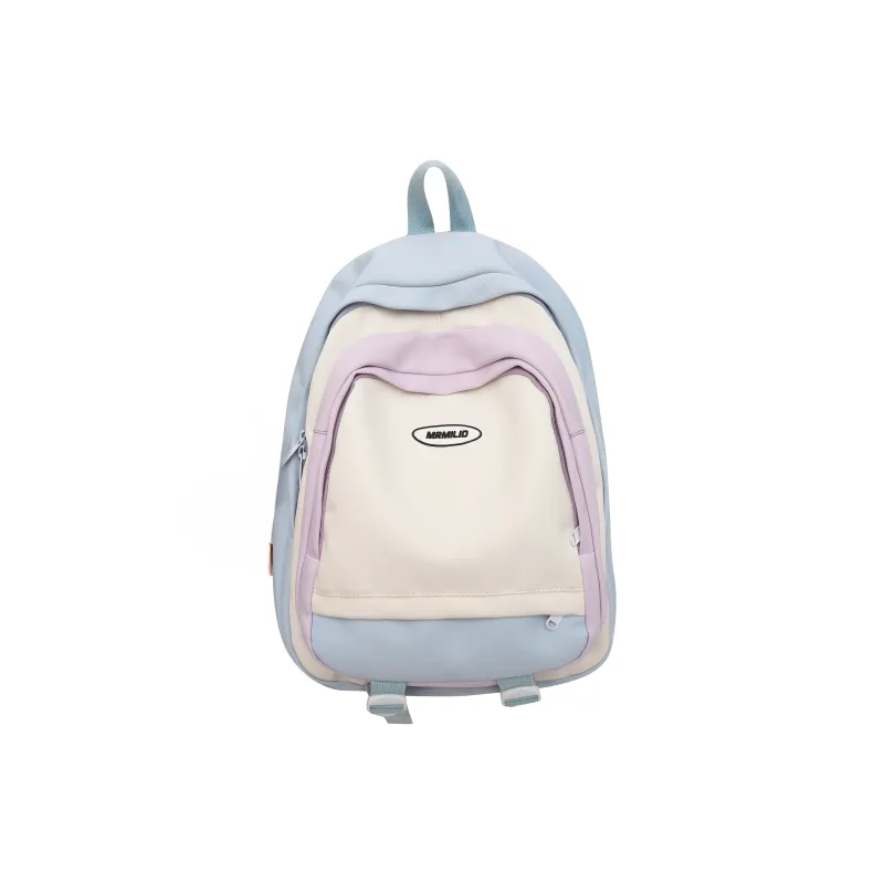 URBAN FOREST Nylon Backpack Unisex Black/Pink/Light Yellow/Light Blue/Jasper-3
