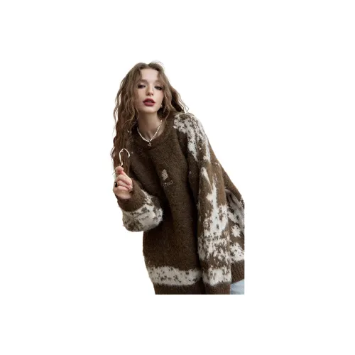 ELF SACK Soft And Fluffy Maillard Style Pullover Sweater Women's