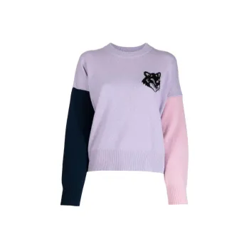 Maison Kitsune Colour-Block Knitted Jumper