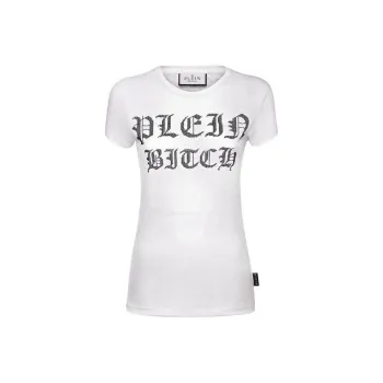 PHILIPP PLEIN Sexy Pure Gothic Plein Crystals embellishment Burn Out T shirt