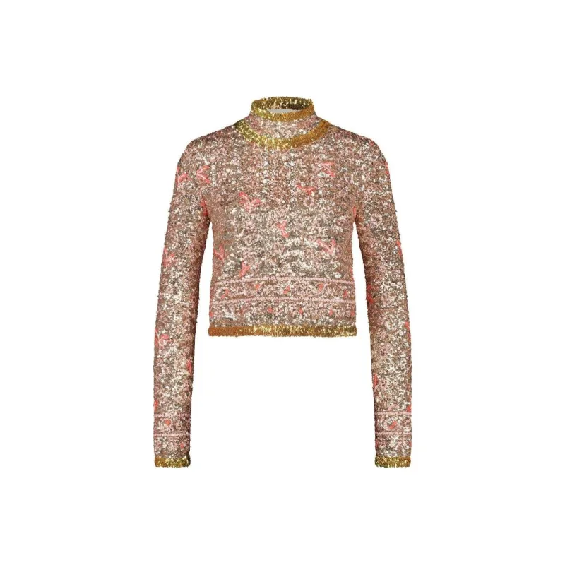 GIAMBATTISTA VALLI Sequin-embellished High-neck Top-0