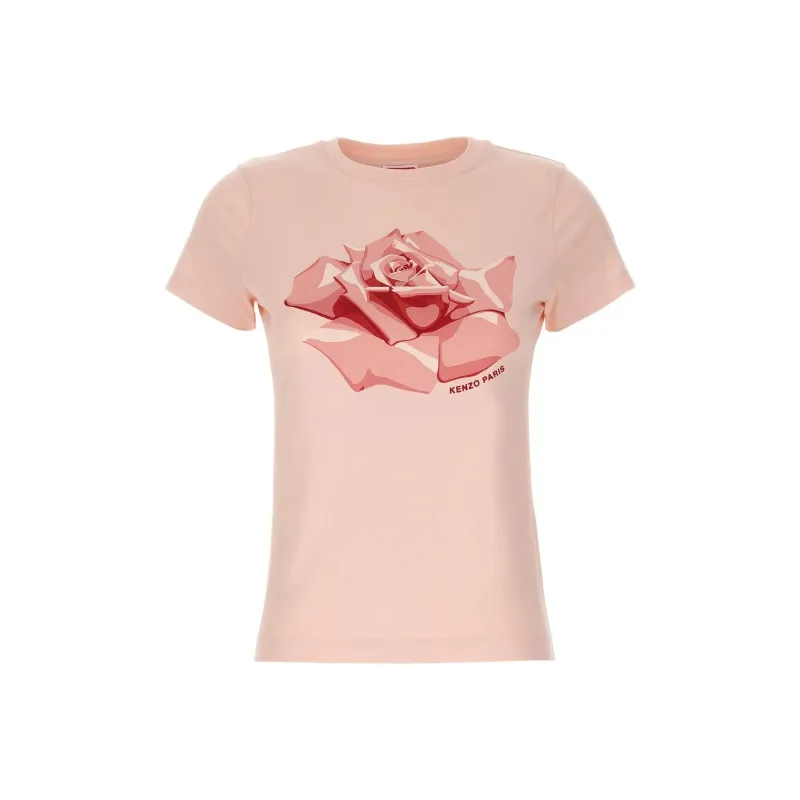 KENZO Rose Printed Crewneck T Shirt-0