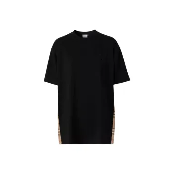 Burberry Women's Side Check Stripe T shirt Black/Archive Beige