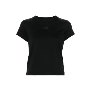 Alexander Wang Essential Jsy Shrunk Puff Logo & Bound Neck Tee Black