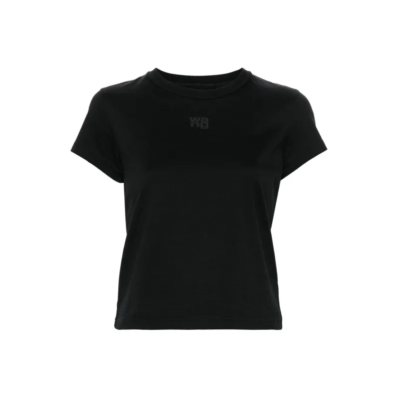 Alexander Wang Essential Jsy Shrunk Puff Logo & Bound Neck Tee Black-0