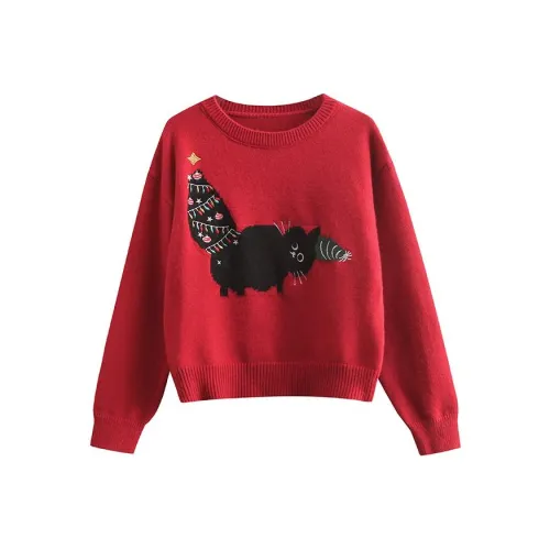 QYPRF Sweater Women's Christmas Red
