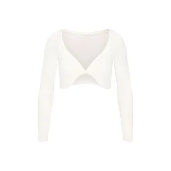 SKIMS COTTON TWIST LONG SLEEVE CROPPED TOP Crop Top Women's MARBLE/Marble