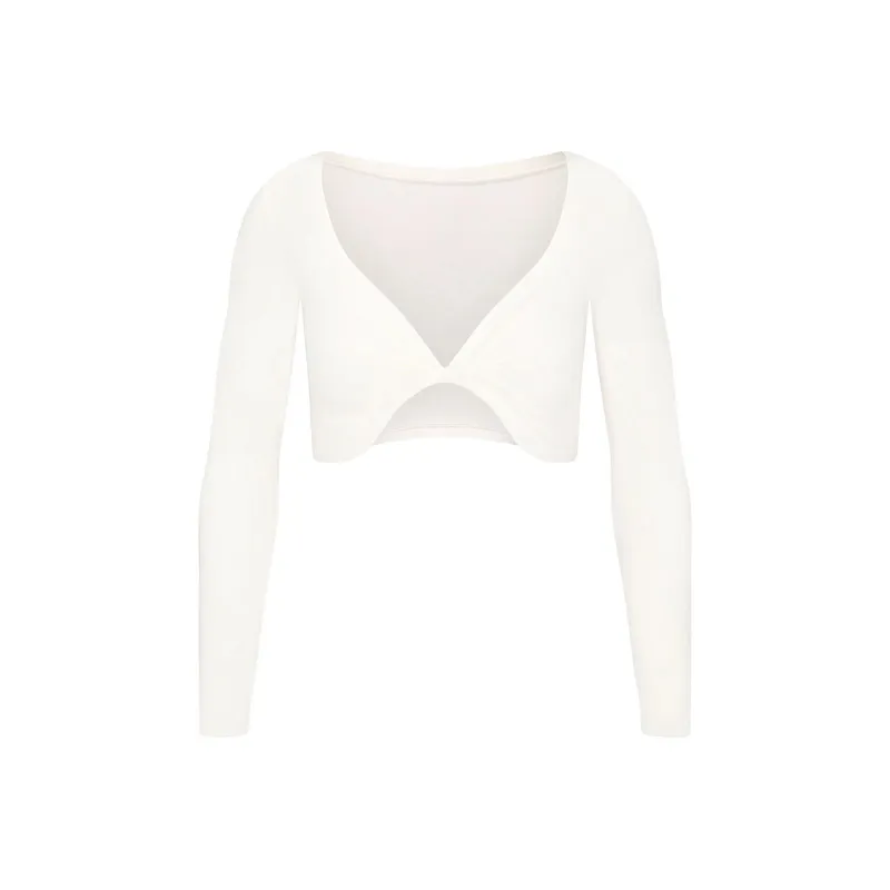 SKIMS COTTON TWIST LONG SLEEVE CROPPED TOP Crop Top Women's MARBLE/Marble-0
