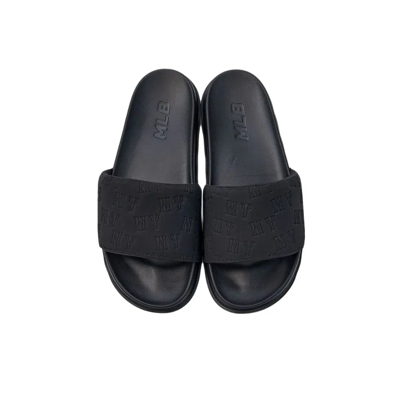 MLB MONOGRAM Series New York Yankees Team Slip Resistant Abrasion Resistant Slide Slippers Unisex Black-3