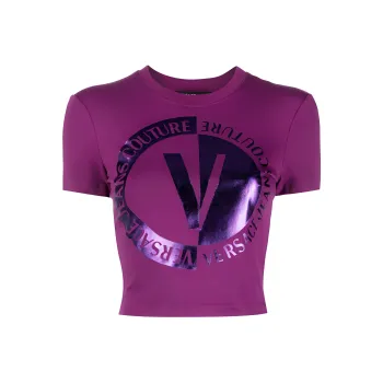 VERSACE JEANS COUTURE Logo print Cropped T shirt
