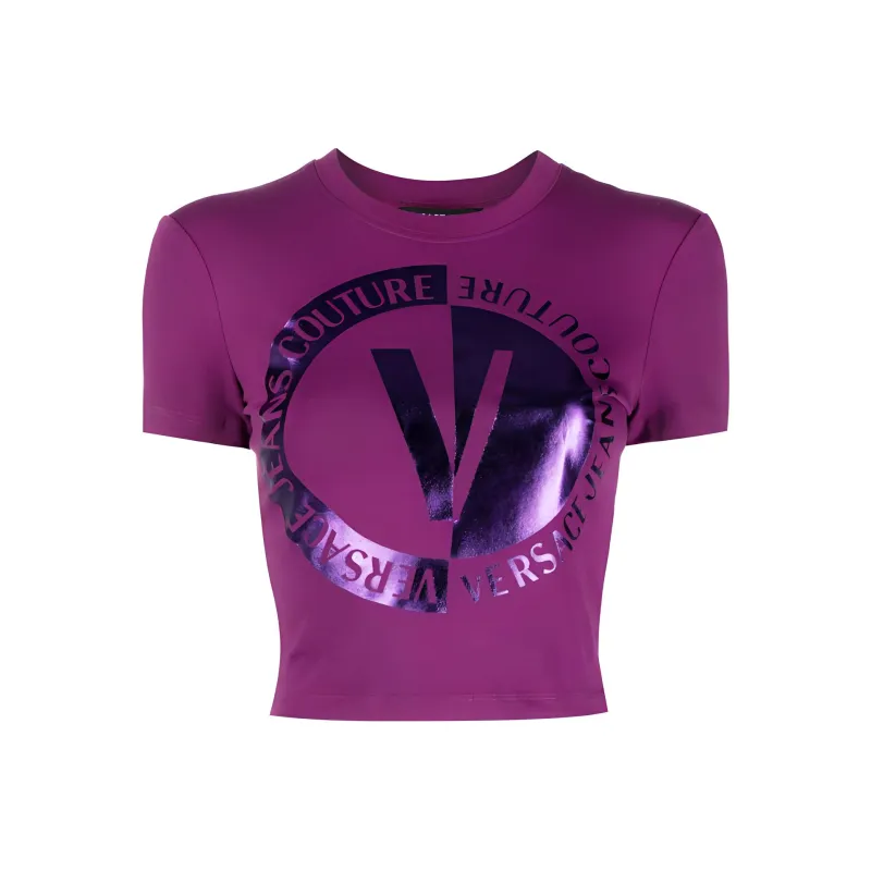 VERSACE JEANS COUTURE Logo print Cropped T shirt-0