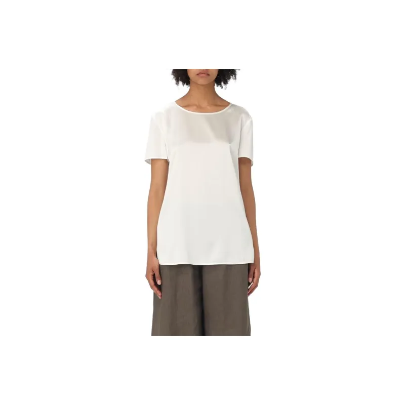 MaxMara Crewneck Satin Top-0