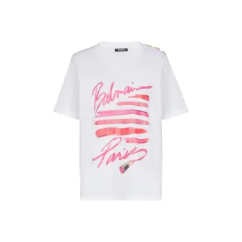 BALMAIN Lipstick print T shirt