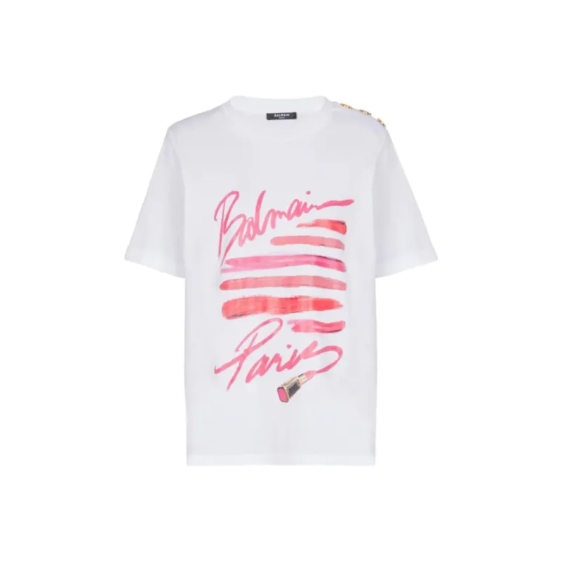 BALMAIN Lipstick print T shirt-0