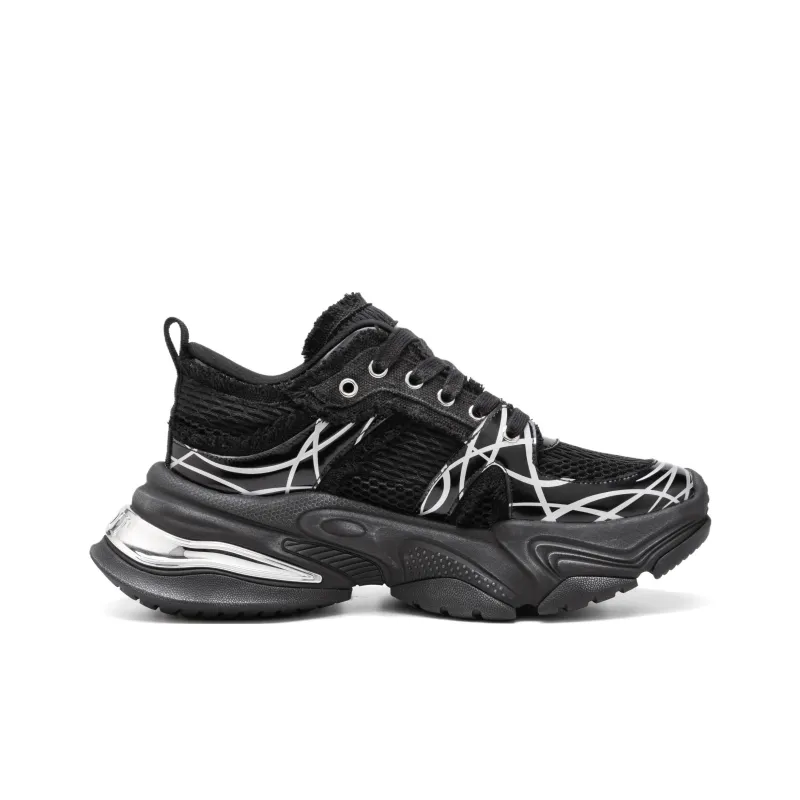 PMT Slip Resistant, Breathable, Lightweight, Height Increasing Low Top Chunky Sneakers Unisex White Black-13