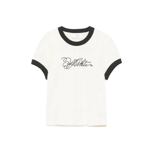 OFF WHITE Logo Embroidered T Shirt 'White Asparagus'