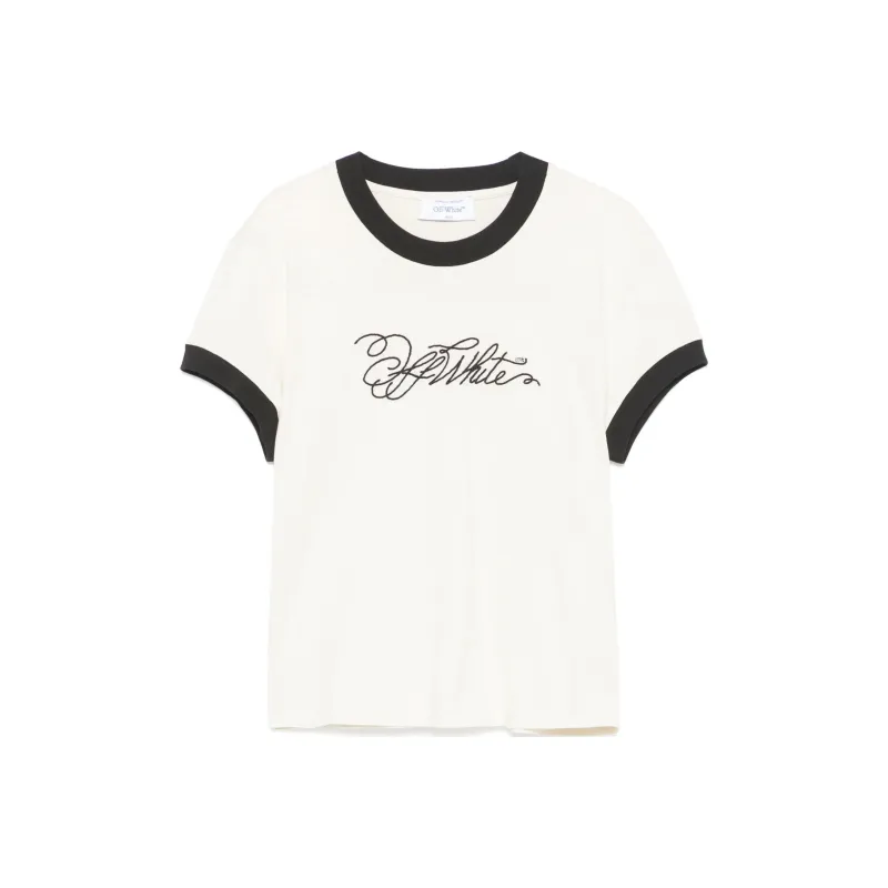 OFF WHITE Logo embroidered T shirt-0