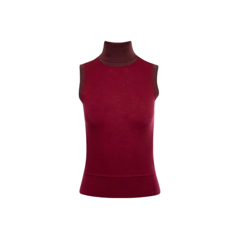 THOM BROWNE Roll Neck Sleeveless Knitted Top-0