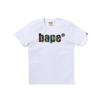 A BATHING APE Women's Neon Camo Logo Tee White