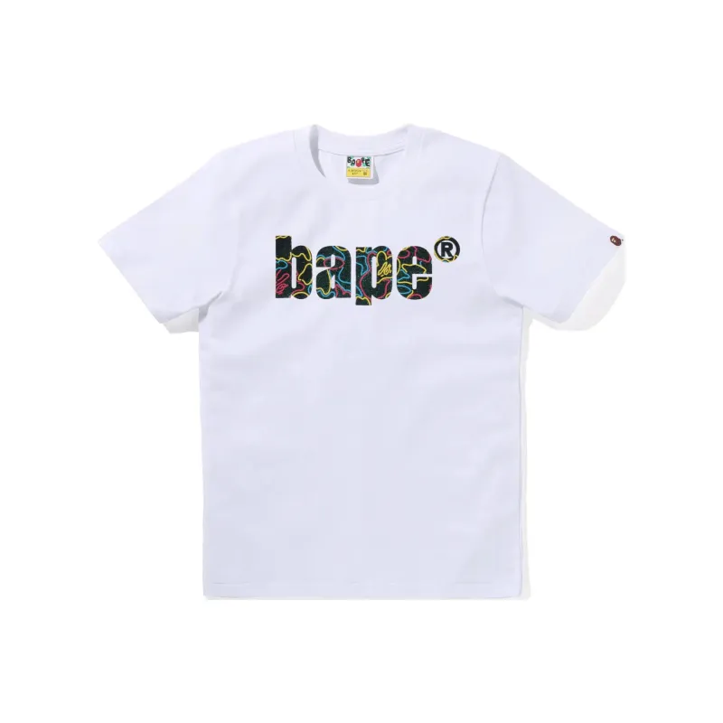 Bape Women's Neon Camo Logo Tee White-0