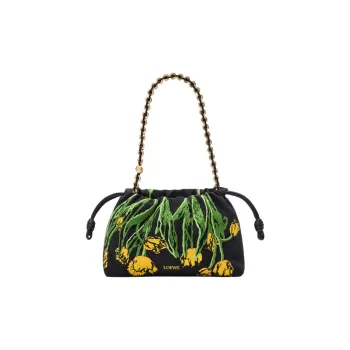 LOEWE Denim Crossbody Bag Medium Size Women's Black