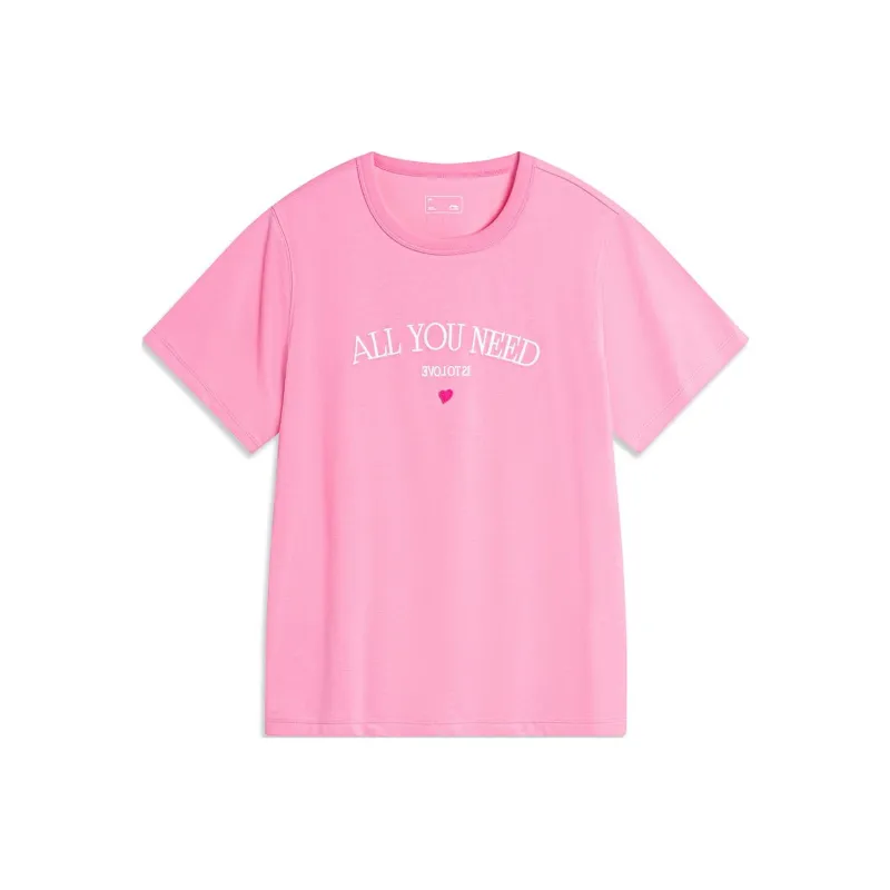 LiNing Sports Life Collection T Shirt Women's Morning Light Pink-0