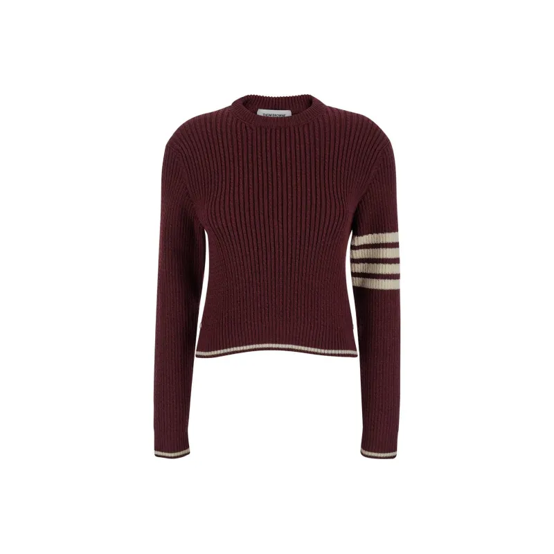 THOM BROWNE 4 Bar Striped Cable Knit Crewneck Jumper-0