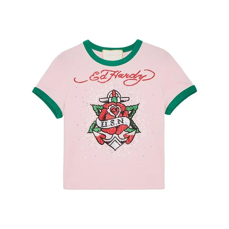 Ed Hardy Crop Tops Women's Cherry Blossom Pink-0