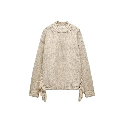 ZARA Sweater Women's Zebra estampill Beige