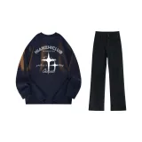 Navy Blue (Long-Sleeved)+Black Jeans