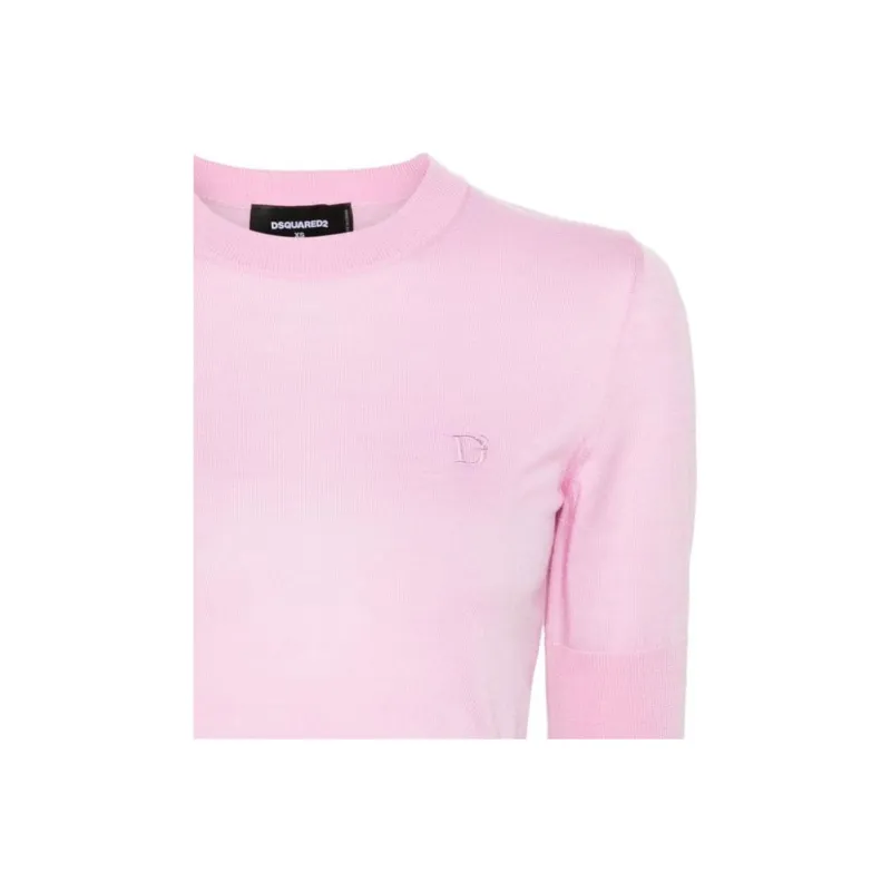 DSQUARED 2 Logo-Embroidered Crewneck Cropped Jumper-4