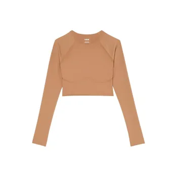 Victoria's Secret PINK Relay Long-Sleeve Top / Toffee Crop Tops Women's Toffee Color