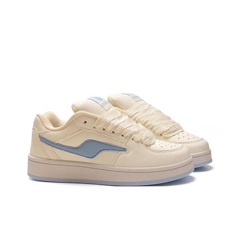 STUR YSN Wear resistant And Lightweight Low Top Skateboard Shoes Women's Light Blue White-3