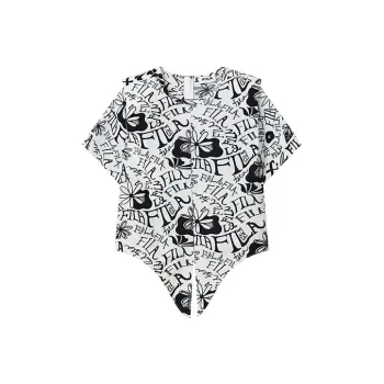 FILA T Shirts Women's Black With White Floral Pattern