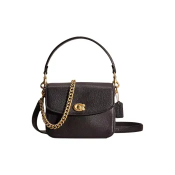 COACH Cassie Polished Pebbled Leather Handbag Shoulder Bag Crossbody Bag Small Size Women's Black