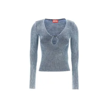 DIESEL V Neck Long Sleeve Top Blue