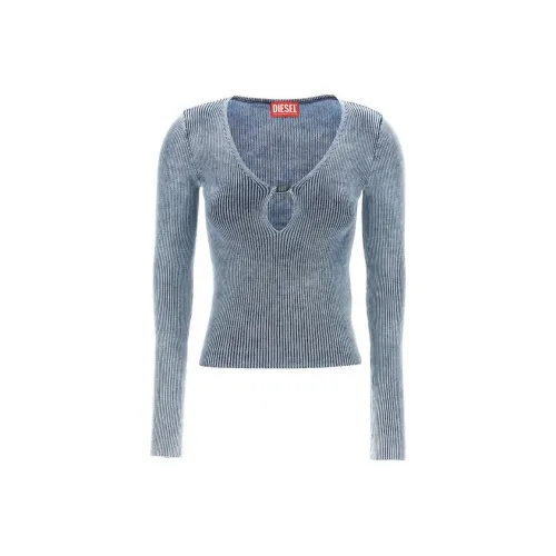 DIESEL V Neck Long Sleeve Top Blue