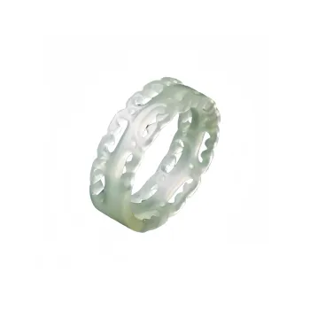MY WORLD BEGINS AND ENDS WITH YOU Hetian Jade Rings Pale Greenish White Jade Unisex