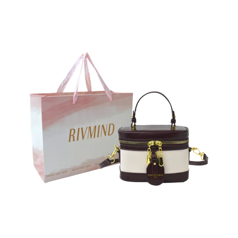 RIVMIND PU One Shoulder Handbag Women's Beige/Burgundy/Coffee/Black-0