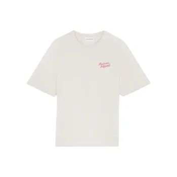Maison Kitsune Logo Embroidered Crewneck T Shirt