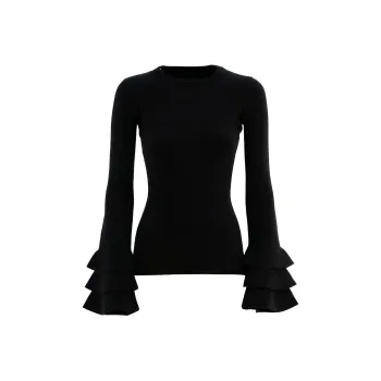 Valentino Ruffle Detailed Crewneck Jumper