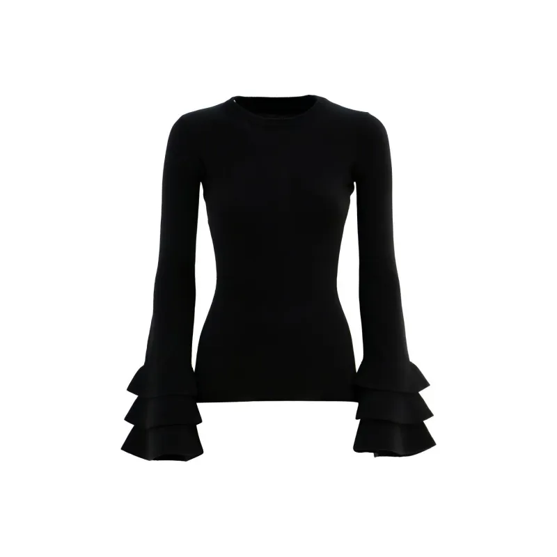 Valentino Ruffle Detailed Crewneck Jumper-0
