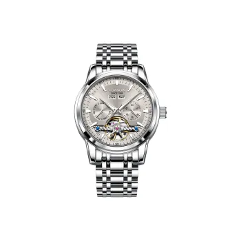 GUANQIN Mechanical Movement Stainless Steel Watchband Watch Men's Watches Gray Dial