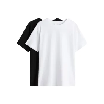 H&M T Shirts Women's 2 Pack White+Black