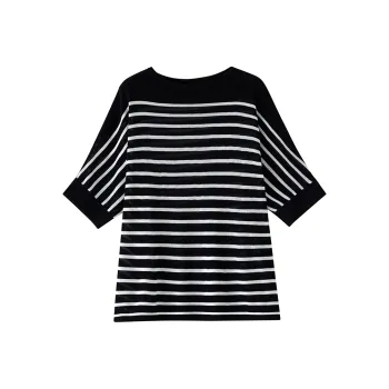 Korean Style Drop Shoulder Sleeve T Shirt Women's Stripes