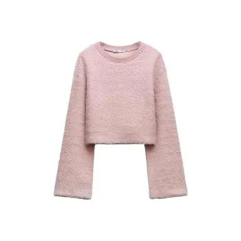 ZARA Crop Tops Women's Light Pink Red