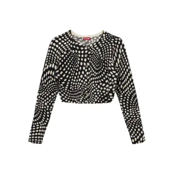 Staud Deanna Sweater Black Wavy Dot Sweater Women's Black