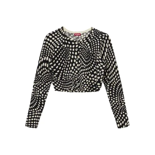 Staud Deanna Sweater Black Wavy Dot Sweater Women's Black