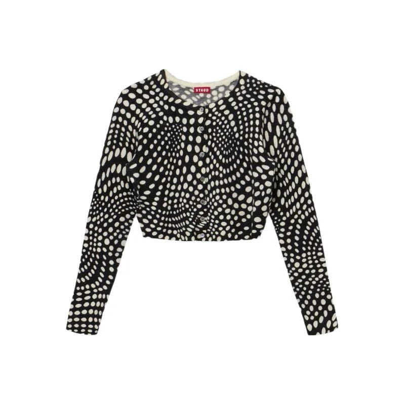 Staud Deanna Sweater Black Wavy Dot Sweater Women's Black-0