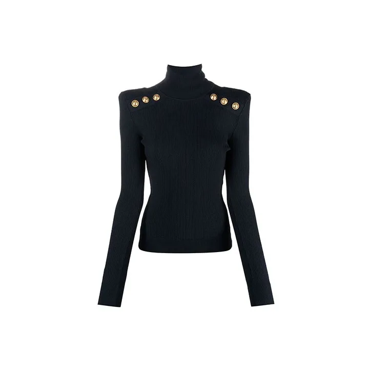 BALMAIN FW21 Slim Fit Sweater Women's Dark Blue-0
